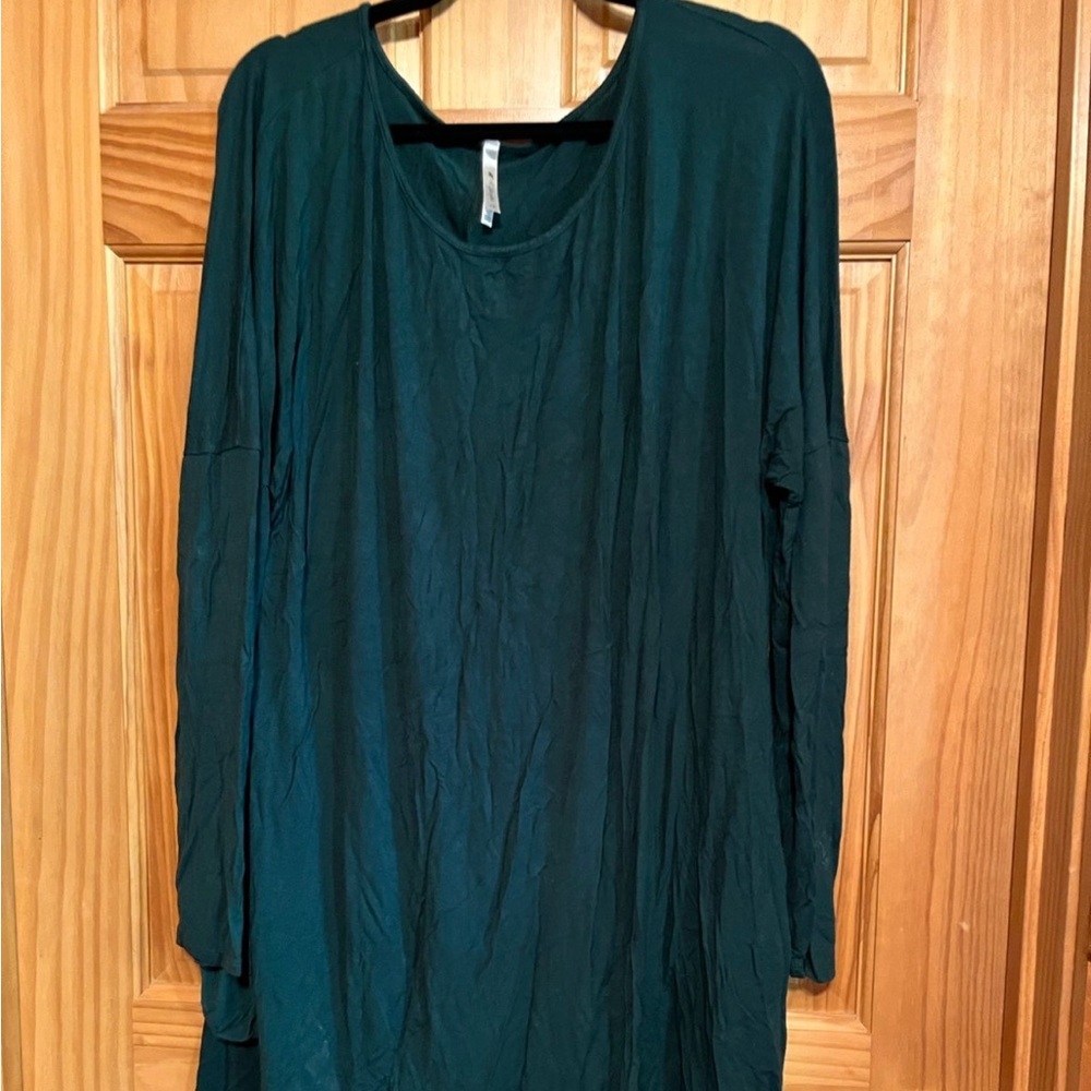 42pops Forrest green  Long Sleeve Tunic Dress
